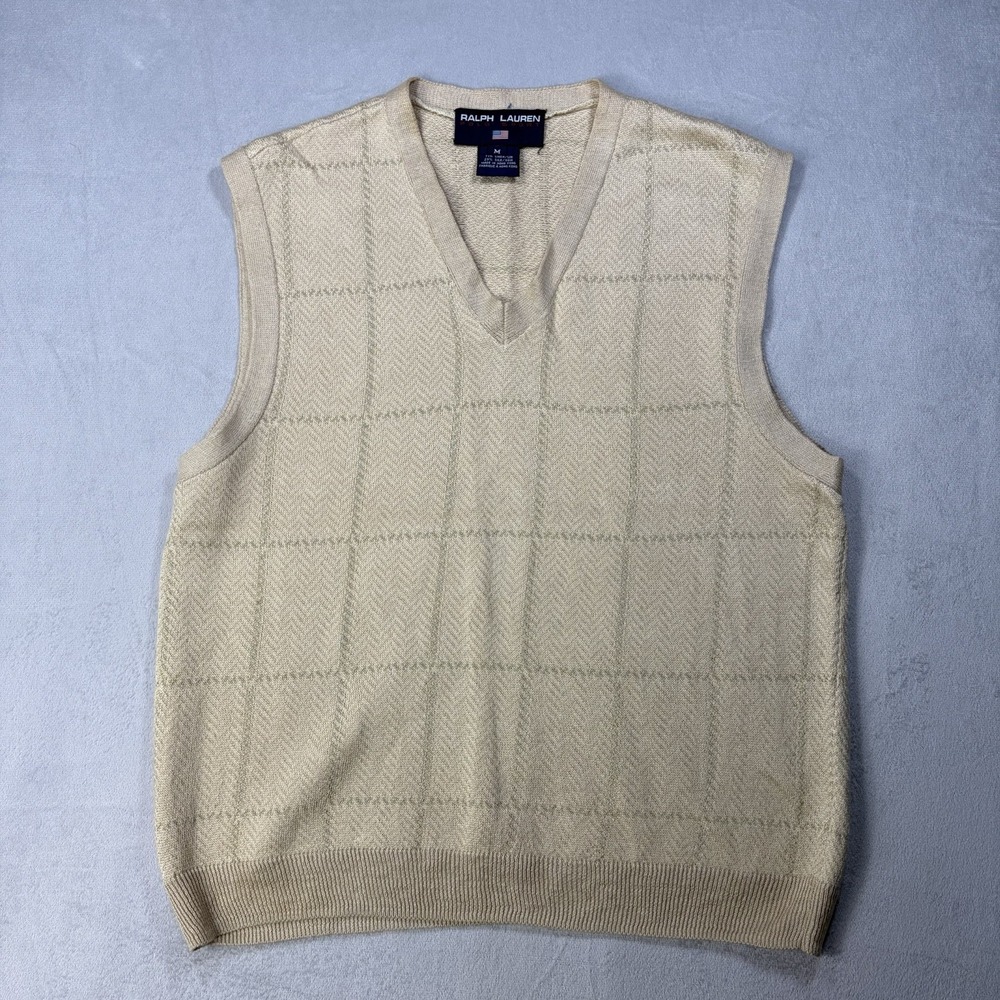 Vtg POLO Ralph Lauren Vest‎ Adult Size M Beige  Hong Kong Classic Mens